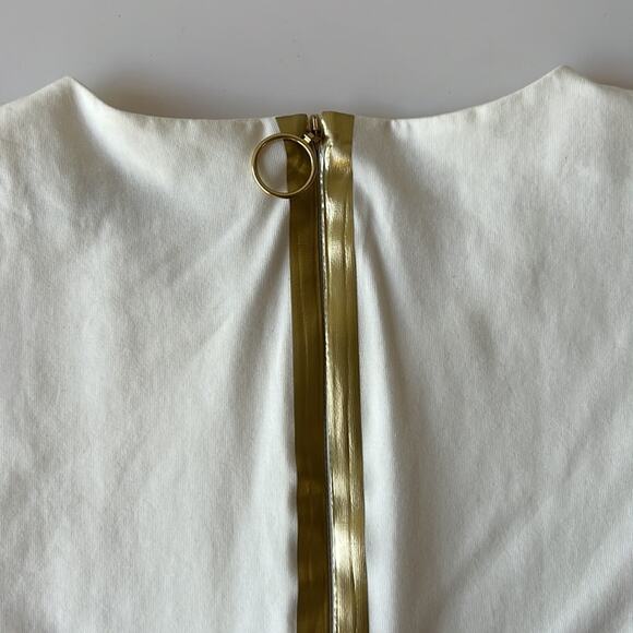 Emma Wallace Jessica Sleeveless Top in White with Back Gold Zip Panel Size US4 - Picture 5 of 10